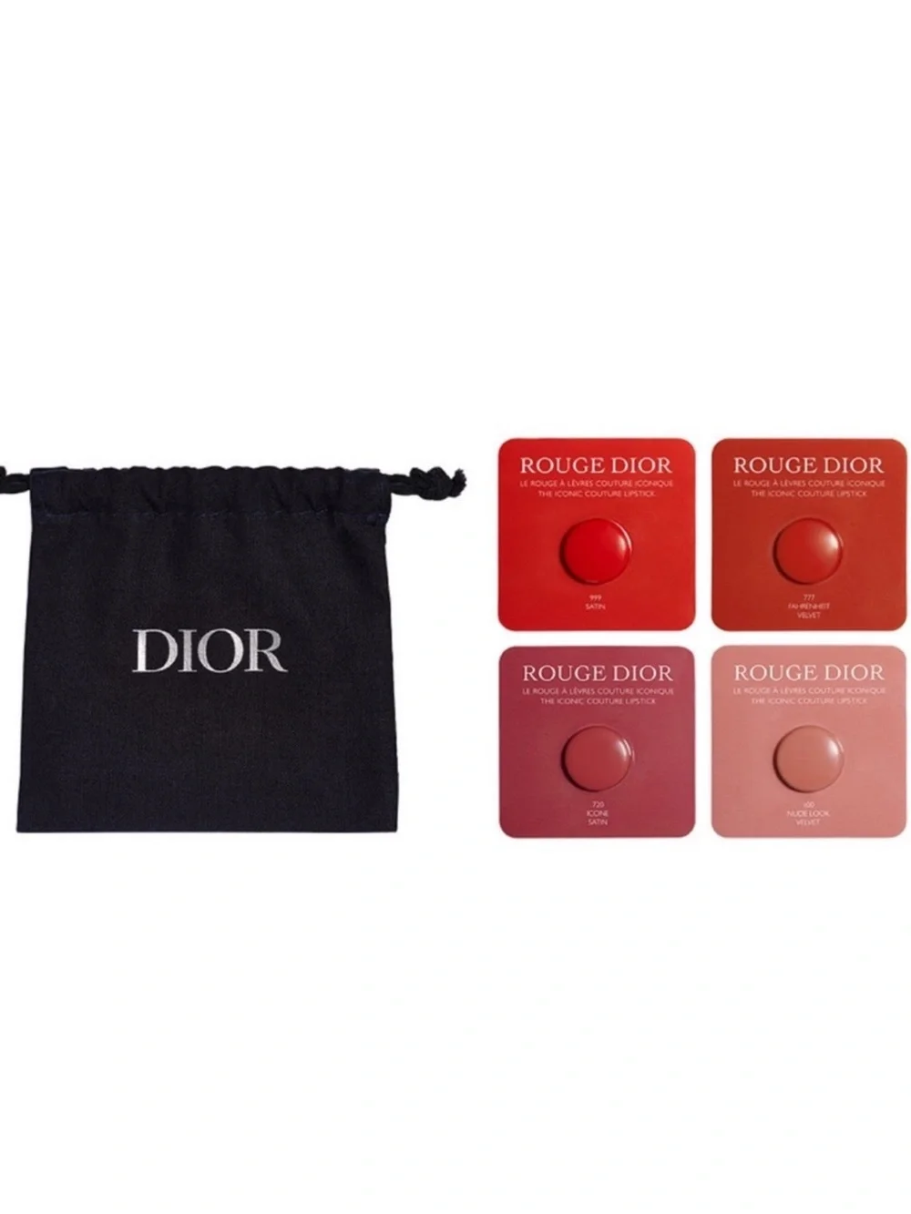 Dior Rouge Dior Sample Set‎ Iconic Couture Lipstick 4 Shades Pouch